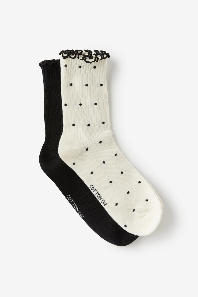 روبي زوج مثالي جوارب مضلعة بكشكش عبوة من قطعتين